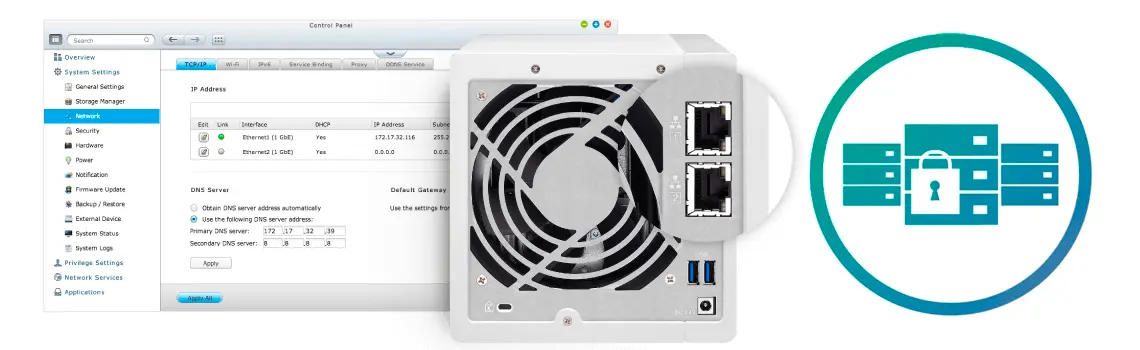 O data trunking das portas de rede e segurança