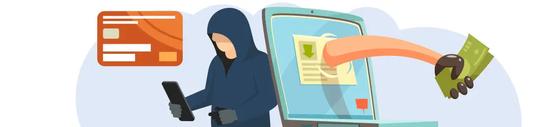 Imagem ilustrativa de uma mão saindo da tela do computador e pegando dinheiro, simbolizando o pagamento de resgate dos dados aos hackers de ransomware