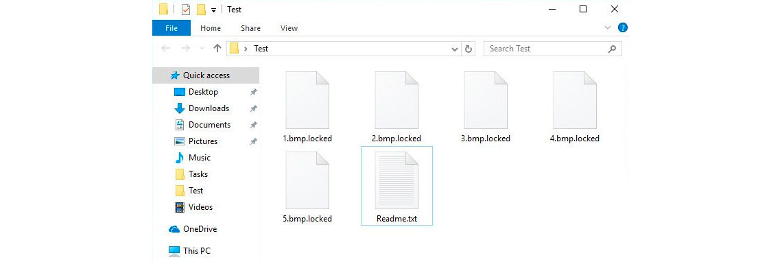 Pasta no computador com arquivos com extensão de arquivos locked