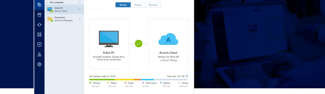 Limitações do Acronis True Image