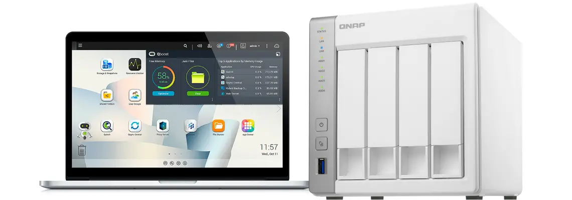 Qnap NAS com painel de controle para gerenciamento