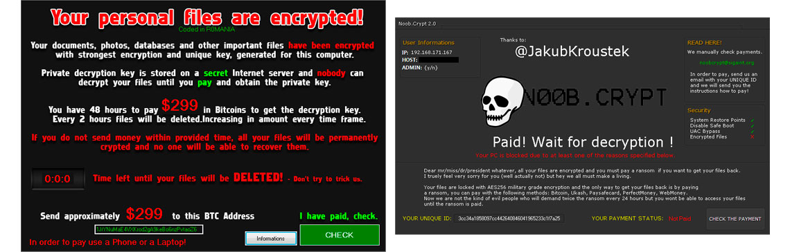 Tela do Ransomware - NoobCrypt