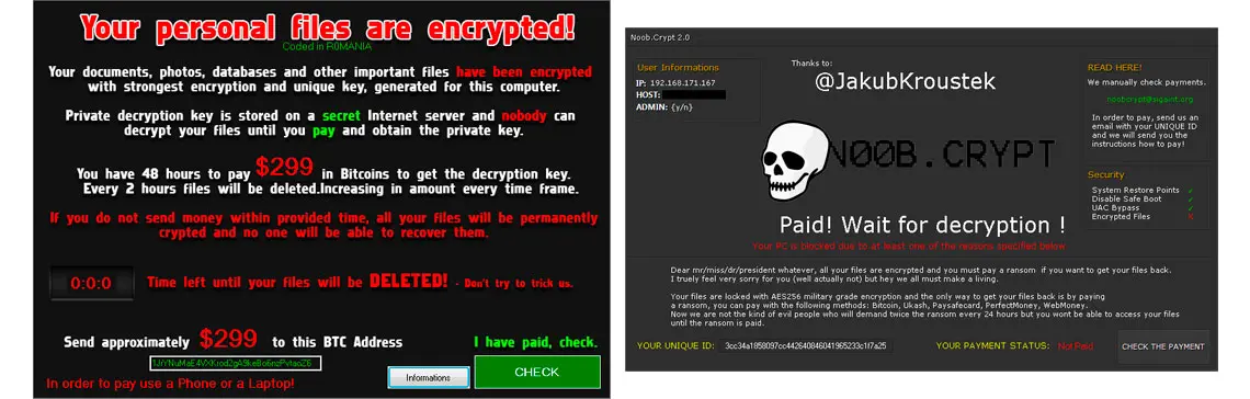 Tela do Ransomware - NoobCrypt