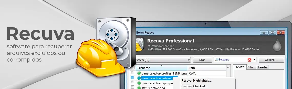 Recuva, um software para a recuperação de arquivos