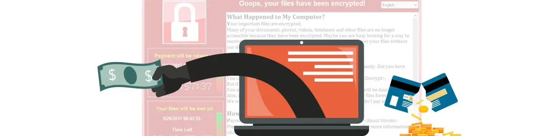 Imagem ilustrativa de um hacker recendo dinheiro de resgate do dados devido ao ransomware