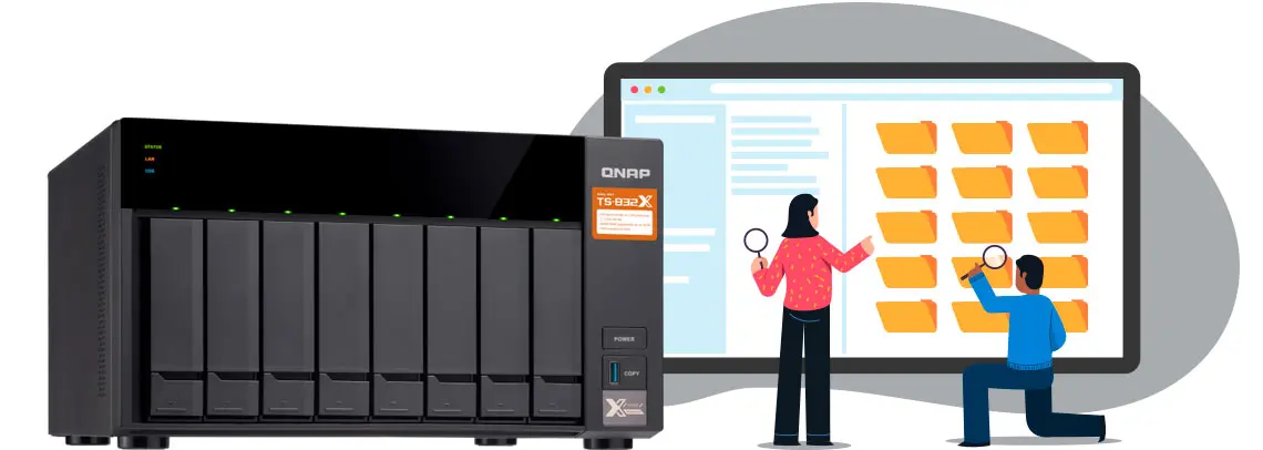 Storage Qnap TS-832X com politica de acesso aos arquivos armazenados.