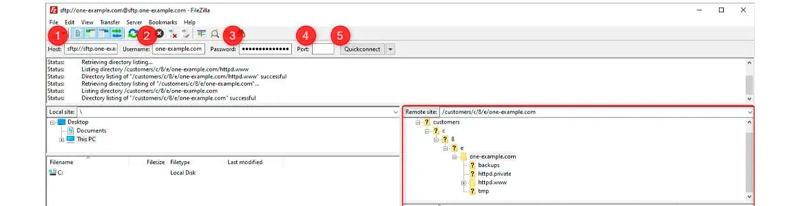 Passos de configuração do Filezilla - O protocolo de transferência de arquivos ftp