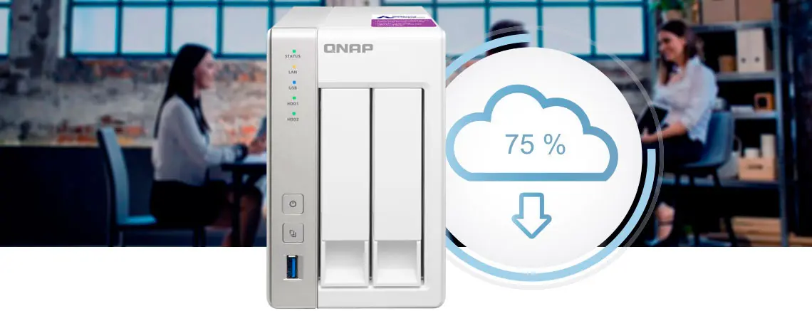 Armazenamento em nuvem privado - NAS Qnap sendo utilizado em ambiente de escritório para armazenamento de nuvem privado