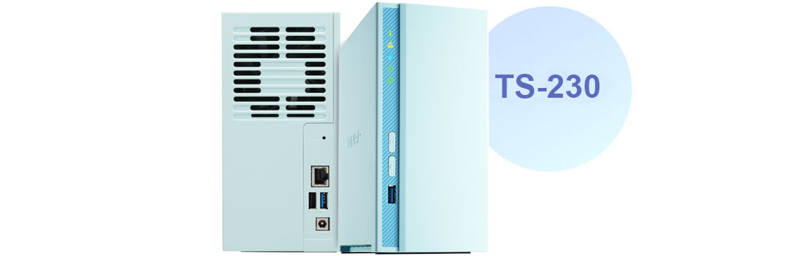 NAS doméstico TS-230 Qnap frontal e traseira