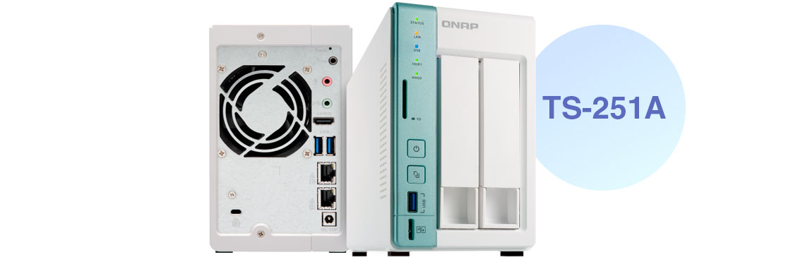 NAS doméstico TS-251A Qnap frontal e traseira