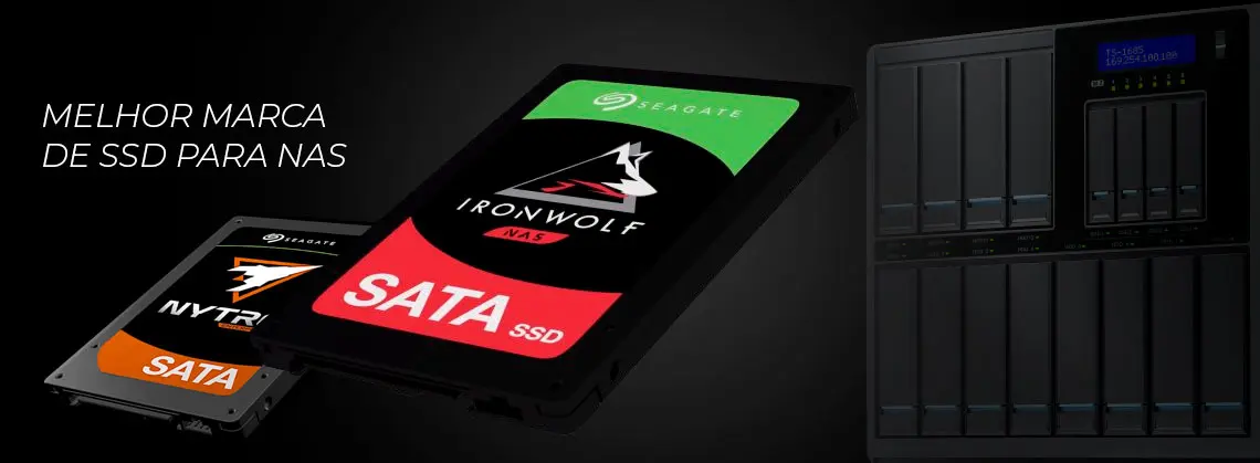 SSD Seagate IronWolf 110 e Nytro ao lado do Qnap TS-1685