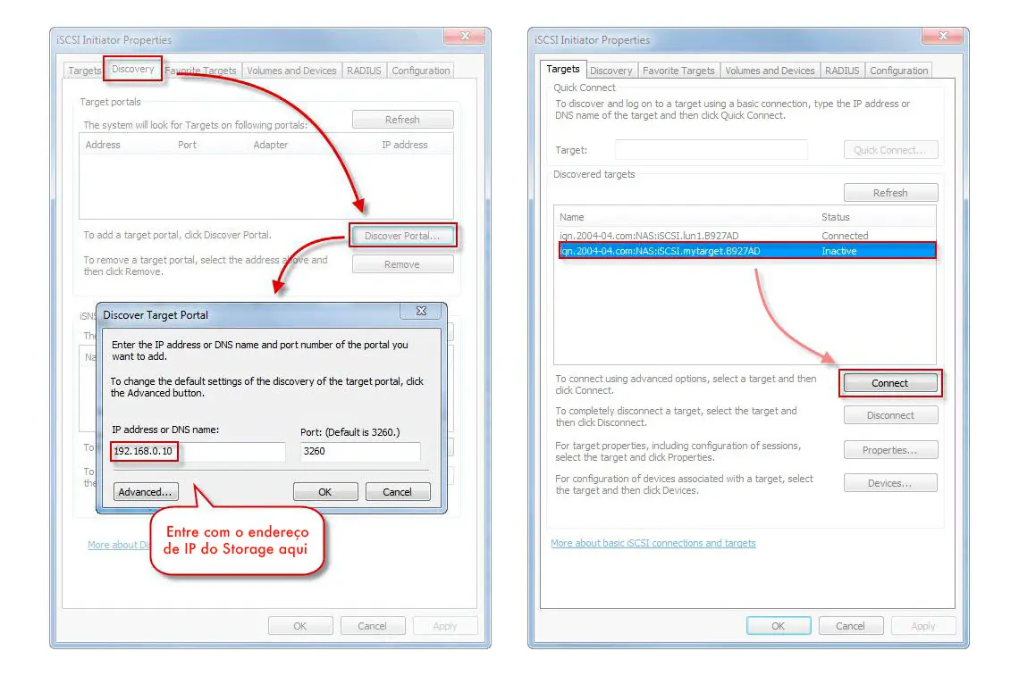 Sistema de armazenamento com iSCSI integrado