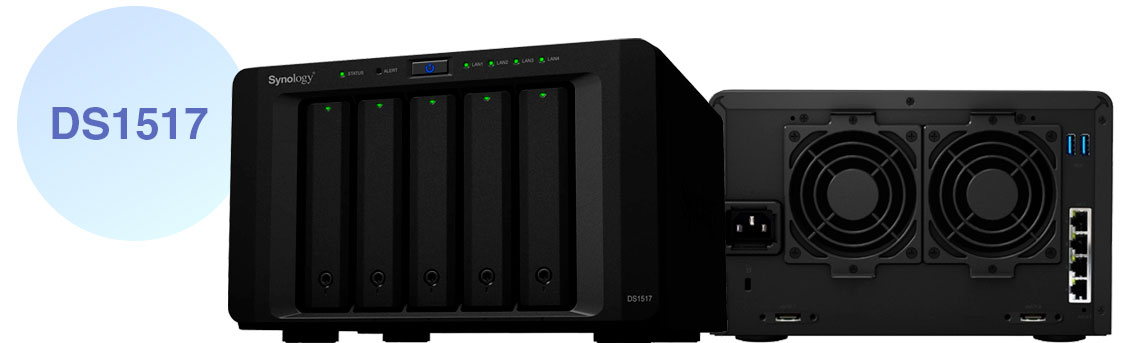 NAS doméstico DS1517 Synology frontal e traseira