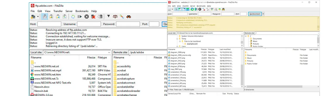 Versões do FileZilla disponíveis para download