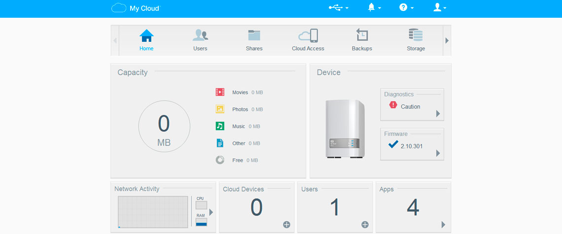 WD My Cloud Mirror, software de gerenciamento My Cloud