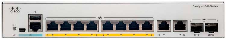 C1000-8FP-E-2G-L Cisco - Switch Catalyst 1000 8 portas Gigabit LAN RJ45 PoE+