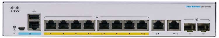 CBS250-8FP-E-2G - Cisco Business Switch PoE 8 portas LAN e 2x Uplink