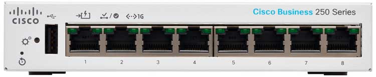 Cisco CBS250-8T-D - Switch Inteligente 8 portas Gigabit