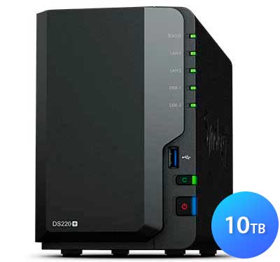 DS220+ 10TB Synology DiskStation - Storage NAS 2 Baias p/ HDD SATA