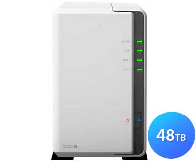 Synology DS220j 48TB DiskStation - Storage NAS 2 Baias HDD/SSD SATA