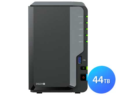 DS224+ 44TB Synology DiskStation - Storage NAS 2 Bay p/ HDD SATA