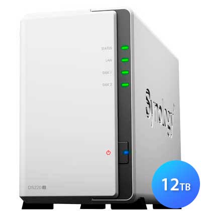 DS220j 12TB Synology DiskStation - Storage NAS 2 Baias HDD/SSD SATA