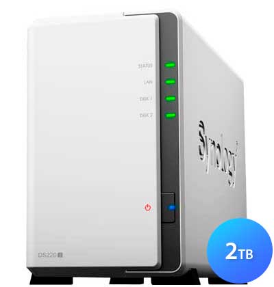 DS220j 2TB Synology DiskStation - Storage NAS 2 Baias HDD/SSD SATA