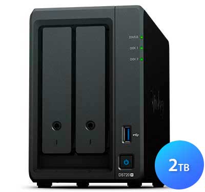 DS720+ 2TB Synology DiskStation - Storage NAS 2 Baias p/ HDD SATA