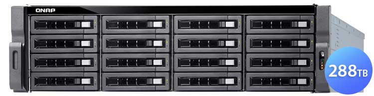 TS-1683XU-RP 288TB Qnap - NAS Storage 16 baias para discos SSD SATA