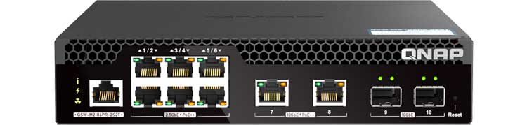 QSW-M2106PR-2S2T Qnap - Switch Gerenciável de 10x portas SFP+/RJ-45