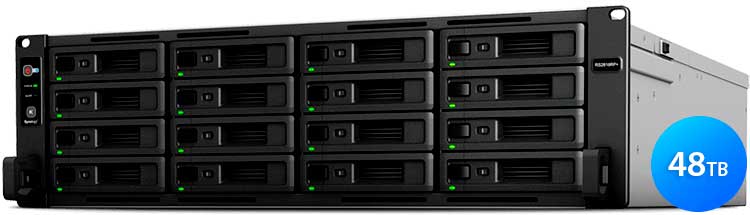 RS2818RP+ 48TB Synology - NAS Storage 16 baias Rackstation SATA