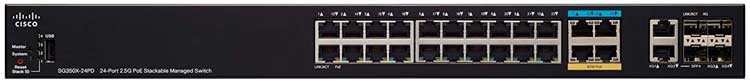 Cisco SG350X-24PD - Switch Gerenciável 24 portas LAN 20x 1G e 4x 2,5G PoE