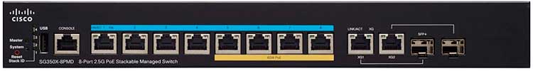 SG350X-8PMD Cisco - Switch Gerenciável 8 portas LAN 2,5G PoE