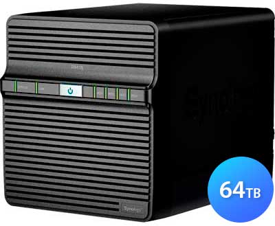 DS418J 64TB Synology Diskstation - Storage NAS 4 Bay p/ HDD SATA