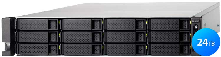 TS-1273U 24TB Qnap - Storage NAS 12 baias rackmount p/ HDD/SSD SATA