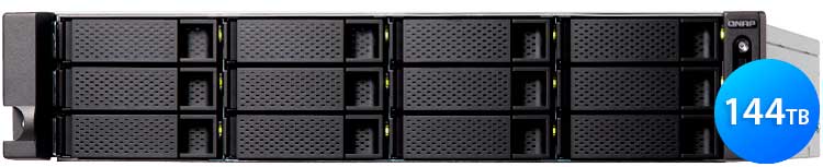 TS-1283XU-RP 144TB Qnap - Storage NAS 12 baias rackmount SATA