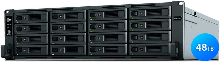 RS4017xs+ 48TB Synology - Rackmount Storage 16 Baias Enterprise SATA 