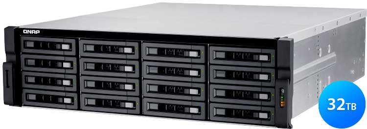 TS-EC1680U R2 48TB Qnap - Storage NAS 16 baias Rackmount p/ HDD LFF SATA