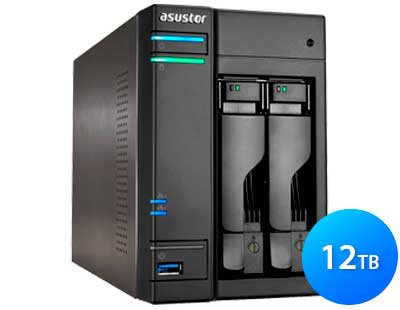 AS6102T 12TB Asustor - Servidor NAS 2 bay p/ Hard Disks SATA