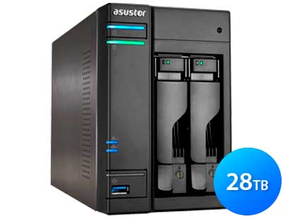 AS6102T 28TB Asustor - Servidor NAS 2 bay p/ Hard disks SATA