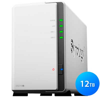 DS216j Synology DiskStation - Servidor NAS 2 Baias até 12TB