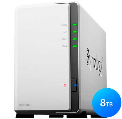 DS216j Synology DiskStation - Servidor NAS 2 Baias até 8TB