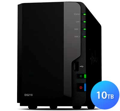 DS218 Synology DiskStation - Storage NAS 2 Baias até 10TB