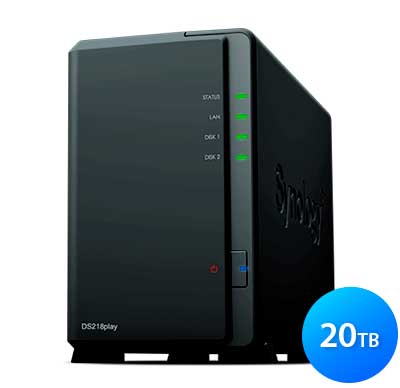 DS218play Synology DiskStation - Storage NAS 2 baias até 20TB