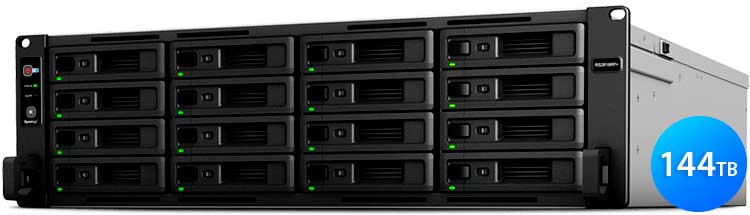 RS2818RP+ 144TB Synology - NAS server 16 baias Rackmount SATA