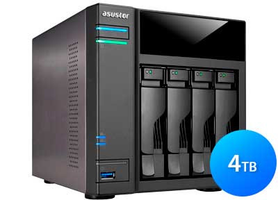 AS6104T 4TB Asustor - Storage NAS 4 bay p/ HDD SATA