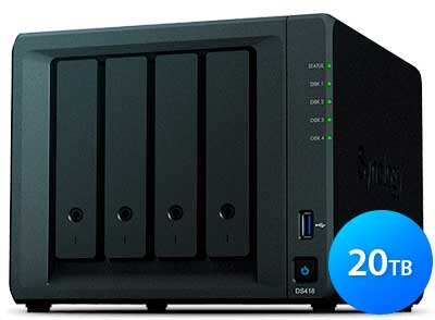 DS418 Synology Diskstation - Storage NAS 4 Baias até 20TB