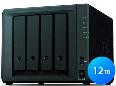 DS918+ 12TB Synology - Storage NAS 4 Baias Disktation SATA