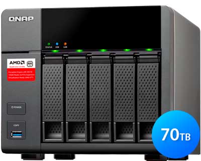 TS-563 70TB Qnap - Storage NAS 5-bay p/ hard disks ou SSD SATA