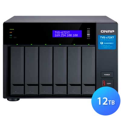 Qnap TVS-672XT 12TB, Storage NAS 6 baias Thunderbolt 3 e Ethernet 10GbE